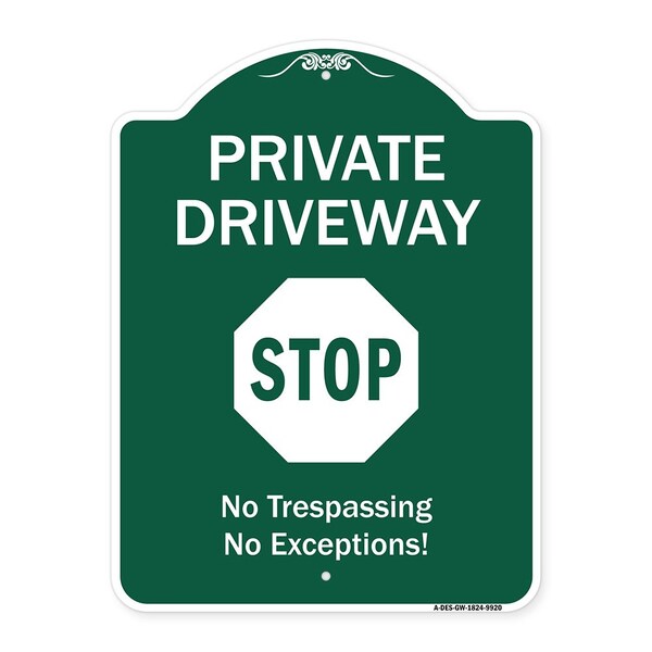 Private Driveway Stop Heavy-Gauge Aluminum Architectural Sign, 24" H, GW-1824-9920